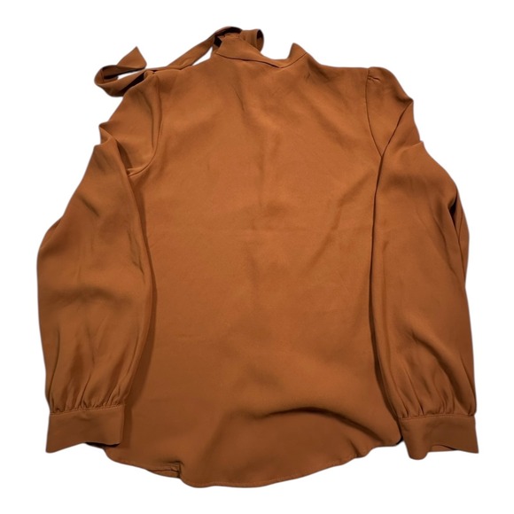 Forever 21 Women's Long Sleeve Bow Neck Button Up Blouse Brown Size M - Picture 2 of 9